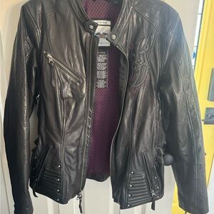 Harley-Davidson Black Leather Jacket with Embroidered Logo